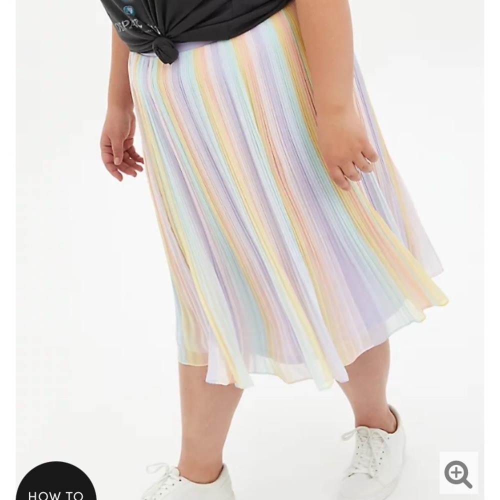 PASTEL RAINBOW CHIFFON PLEATED MIDI SKIRT